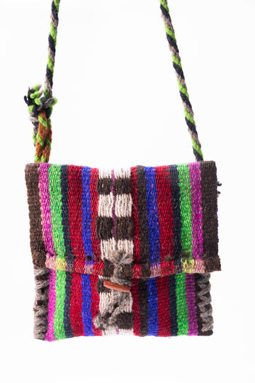 Horn Buckle Colorful Striped Crossbody Bag - Boho Style