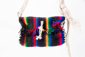 Vibrant Striped Tassel Cylinder Shoulder Bag