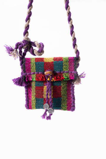 Colorful Checkered Retro Mini Waist Bag with Pendant