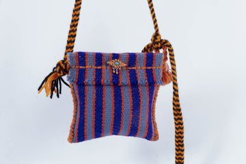 Boho Purple Vertical Striped Crossbody Bag with Sunflowers