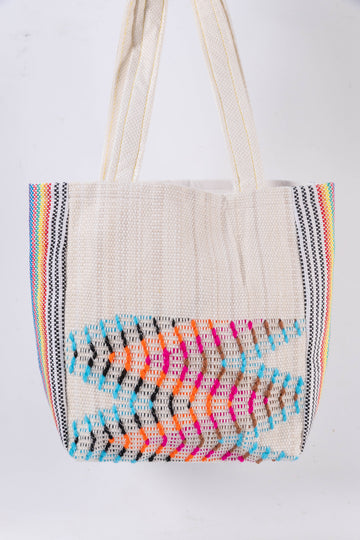 White Boho Pattern Tote Bag