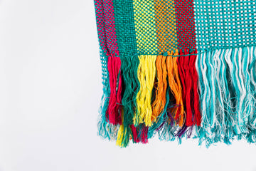 Striped Lake Blue Cotton Square Scarf